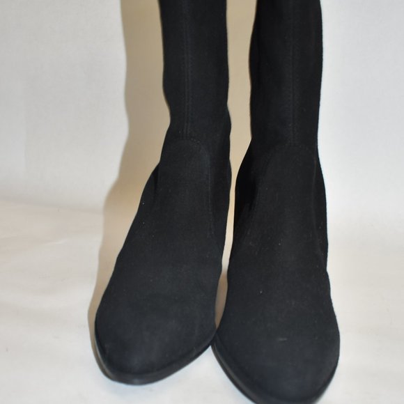 STUART WEITZMAN Prancer Suede Sock Booties POINTY BLOCK BLACK 4.5 (P12) - Picture 3 of 8